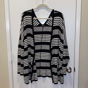 Striped open front cardigan